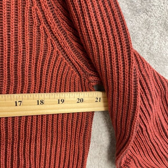 NEW Lands’ End Men’s M Ribbed Knit Sweater Mock neck Red Rust 100% Cotton - Picture 4 of 8